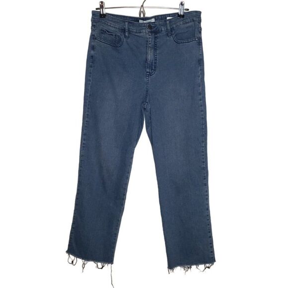 Sanctuary Social Standard Sz 12 Raw Hem Highrise Straight Cropped Jeans - Picture 1 of 8